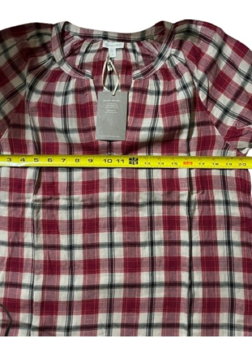 PRICE DROPPED Garnet Hill Red and Black Plaid Button Down Shirt NWT - Picture 3 of 3